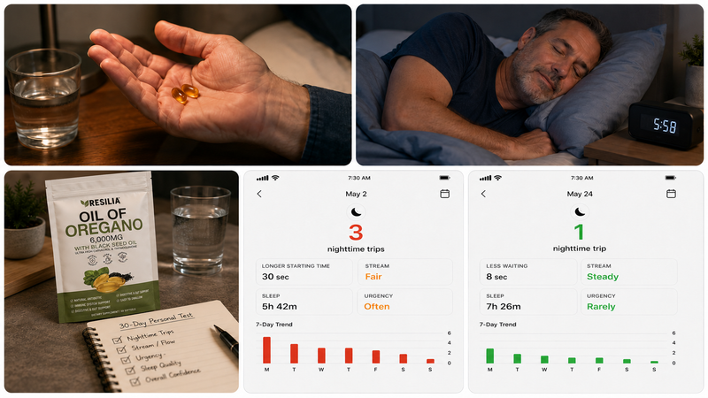 A 30-day personal test tracking nighttime trips, starting time, stream, sleep and urgency