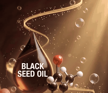 Animation of black seed oil and its thymoquinone molecule calming the gut lining