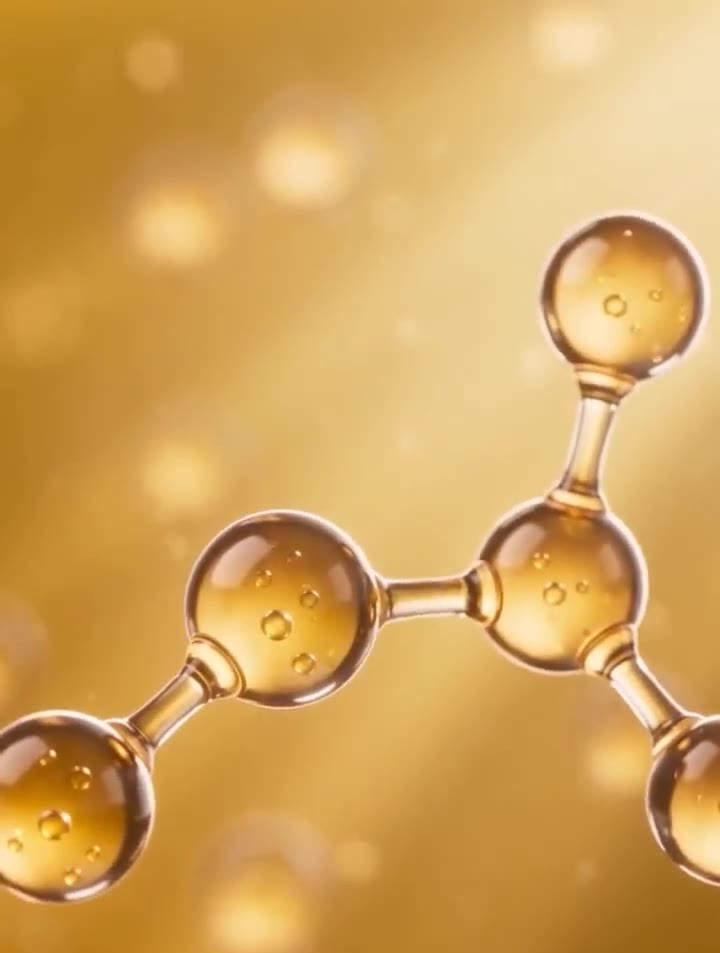 Illustration of carvacrol molecules glowing gold