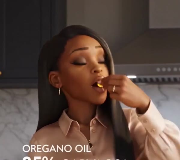 A woman taking two Resilia softgels in the morning