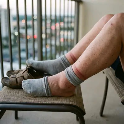Swollen ankles with deep sock lines