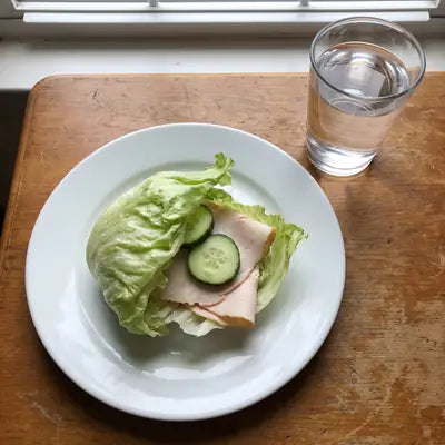 Lettuce wrap lunch on a white plate