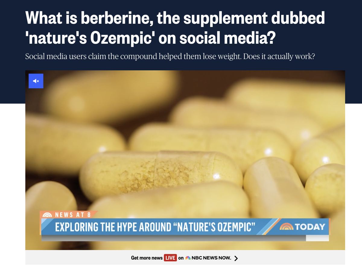 NBC News headline about berberine