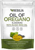 Resilia Oil of Oregano packaging with visible branding and product details.