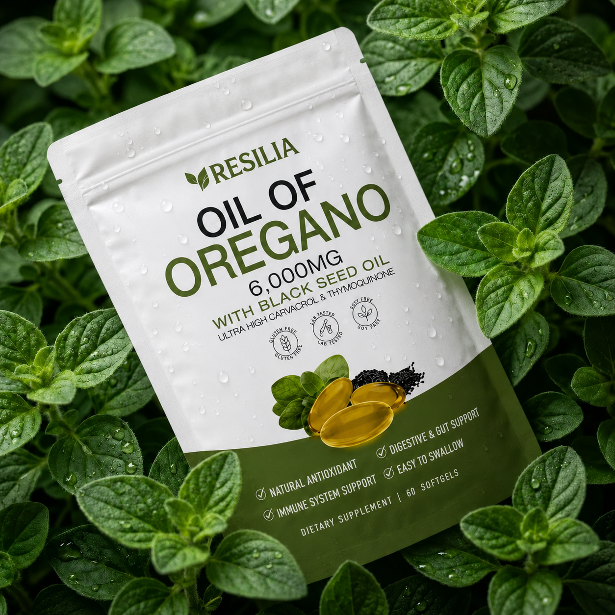 Correct Resilia Oil of Oregano with Black Seed Oil package