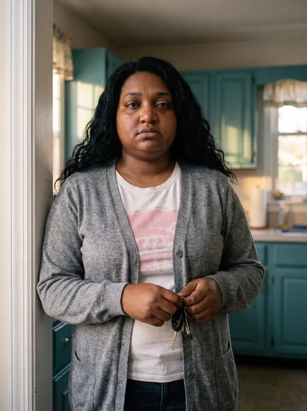 Renee, 34, in her mother's kitchen